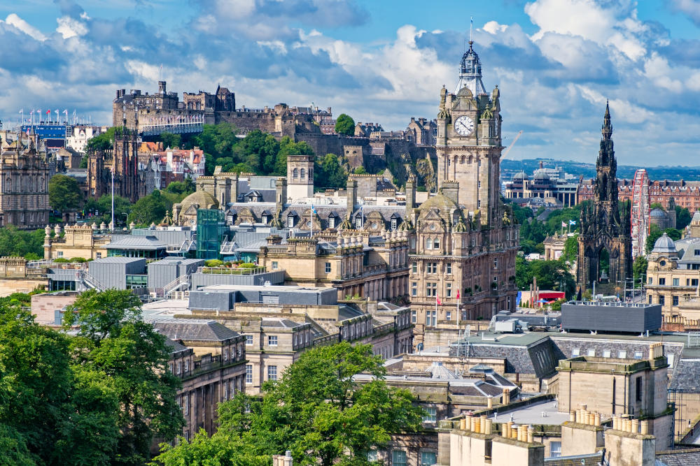 A view over the city of Edinburgh on a Summers day.