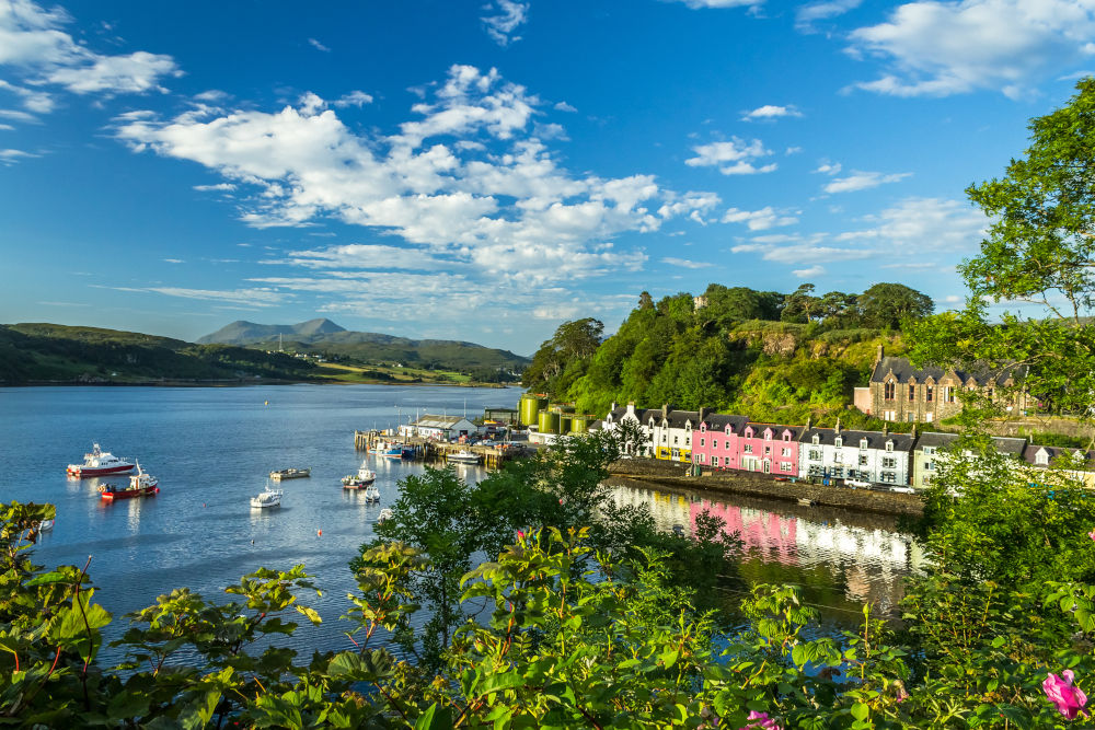 A view of Portree Harbour on the Isle of Skye.