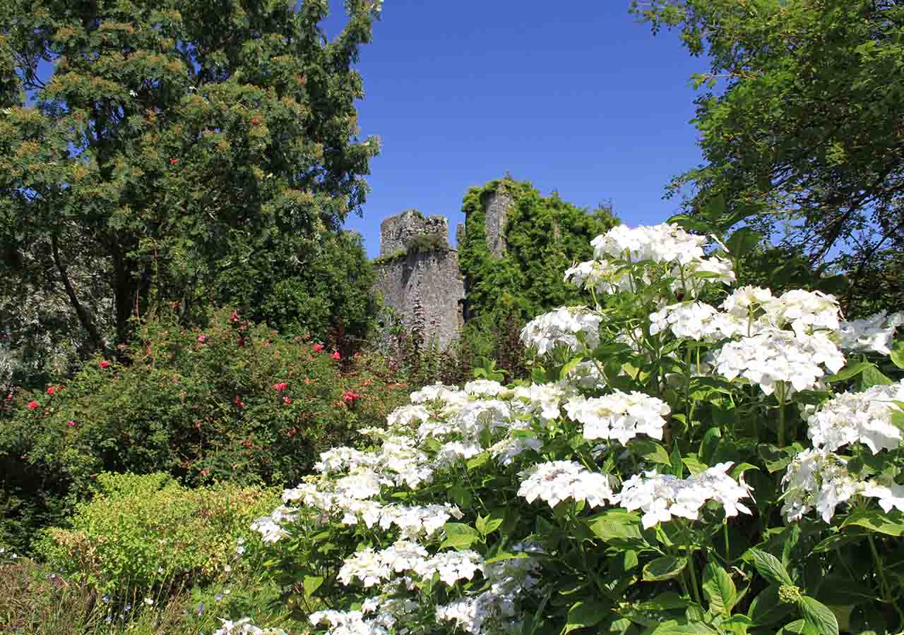 Castle Kennedy with flowers in bloom